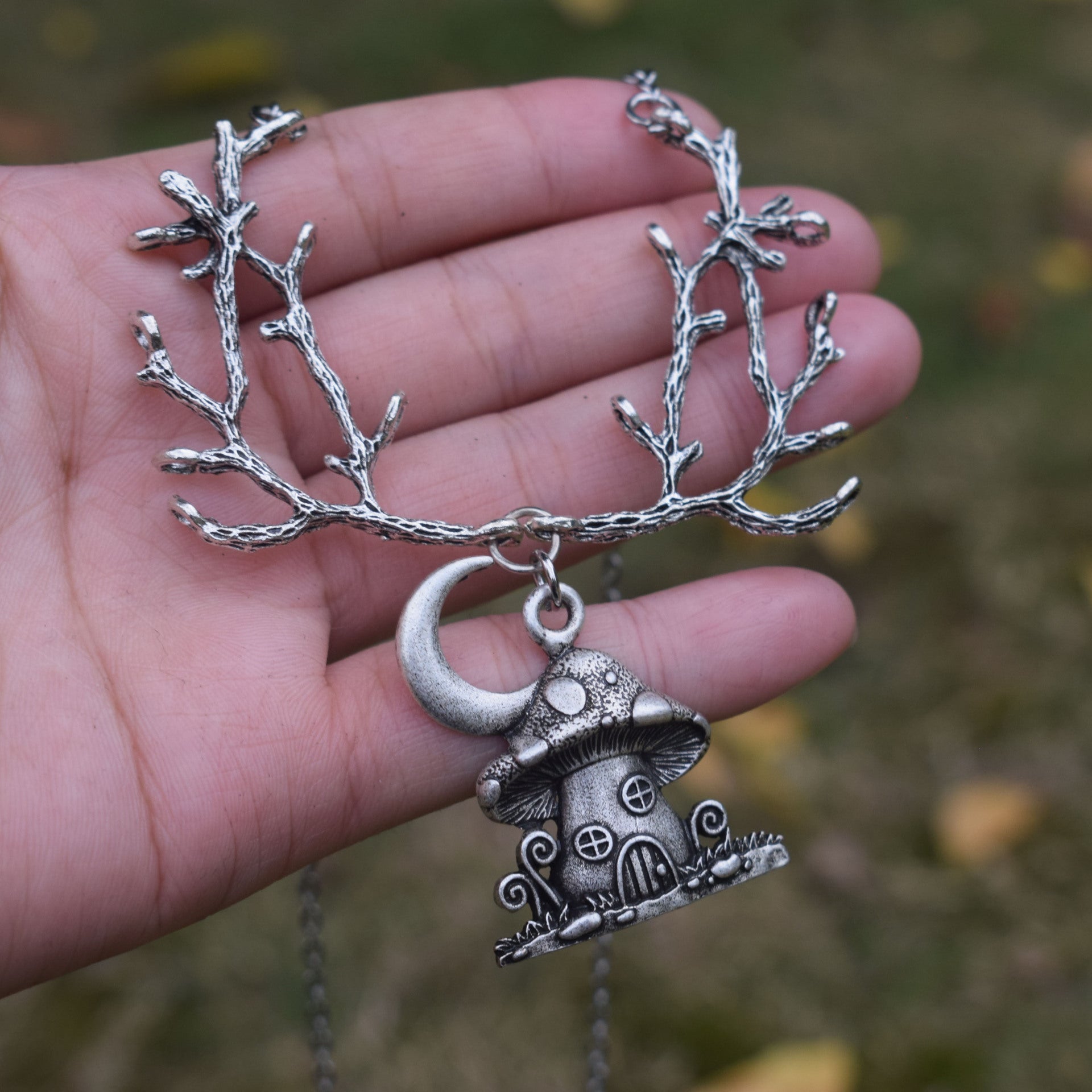 Wholesale  witch forest branches flowers moon mushroom necklace earrings accessories